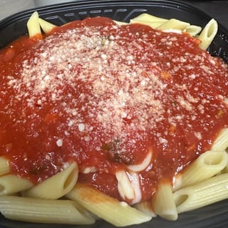 Eggplant Parm on Mostaccioli **